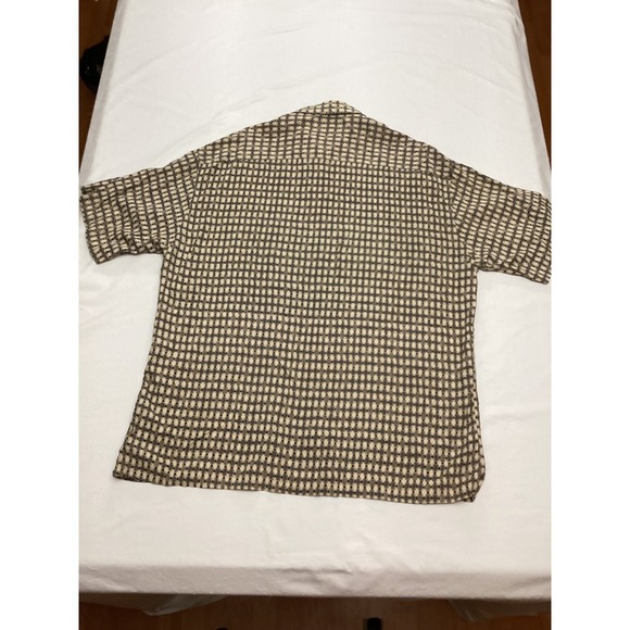 Pierre Cardin Mens XL Button Down Shirt Geometric Print Rayon Short Sleeve - Picture 2 of 5